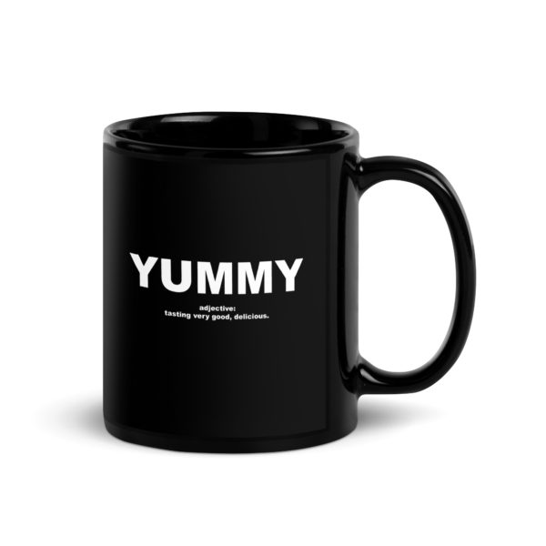 YUMMY Black Glossy Mug