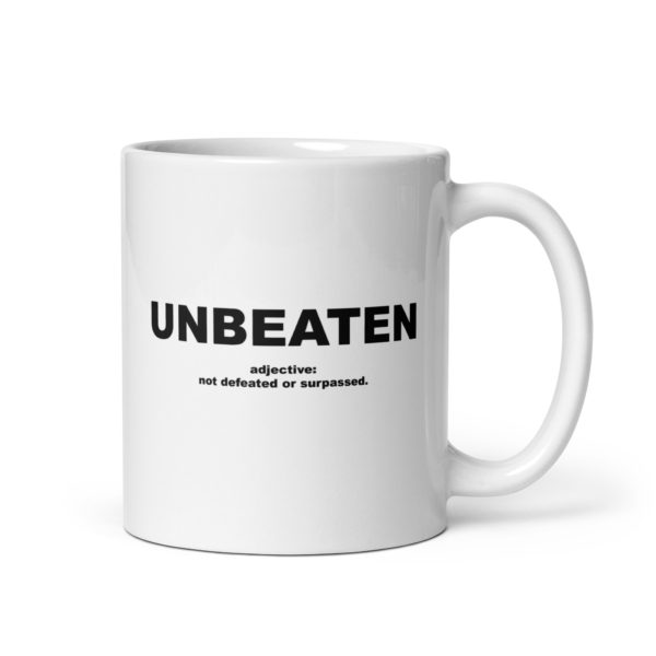 UNBEATEN White glossy mug