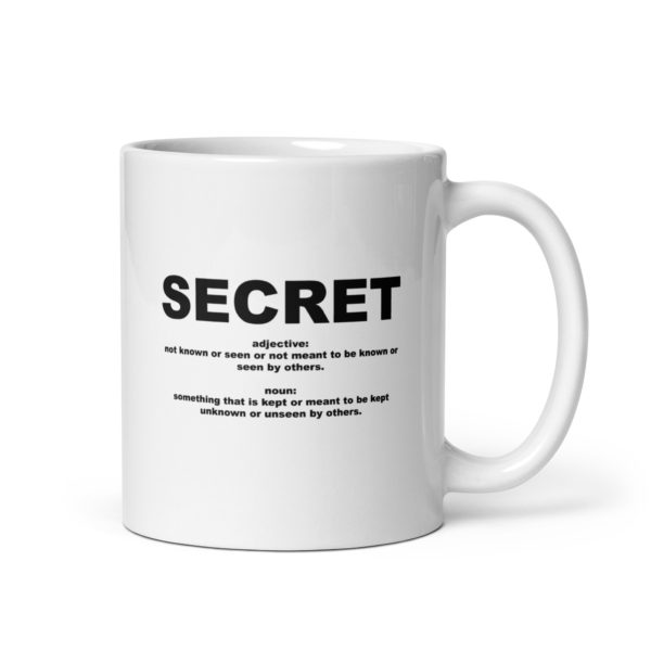 SECRET White glossy mug