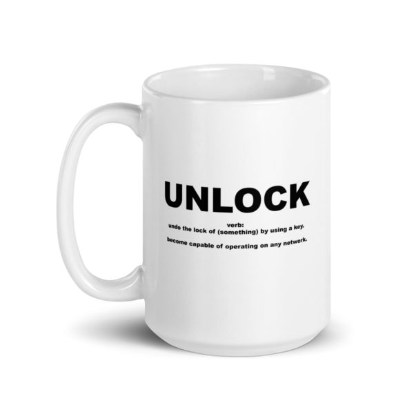 UNLOCK White glossy mug - Image 5